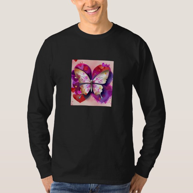 T-shirt Valentine's Day Love Heart Butterfly Girlfriend Fi (Devant)
