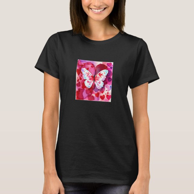 T-shirt Valentine's Day Love Heart Butterfly Girlfriend Fi (Devant)
