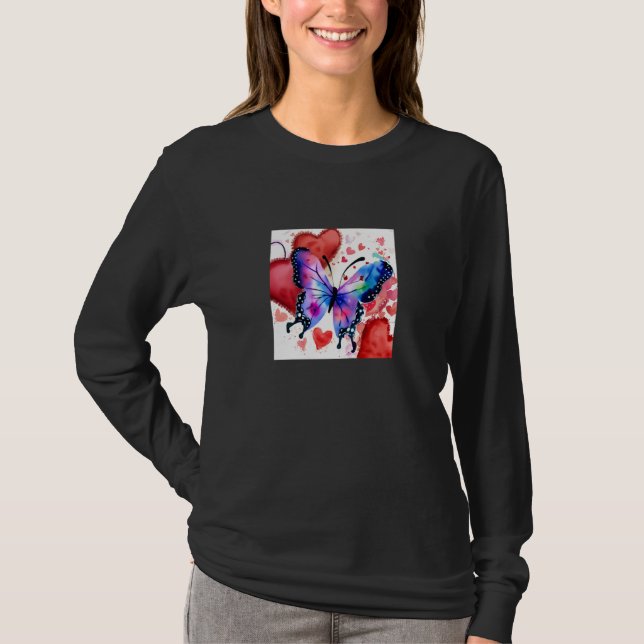 T-shirt Valentine's Day Love Heart Butterfly Girlfriend Fi (Devant)