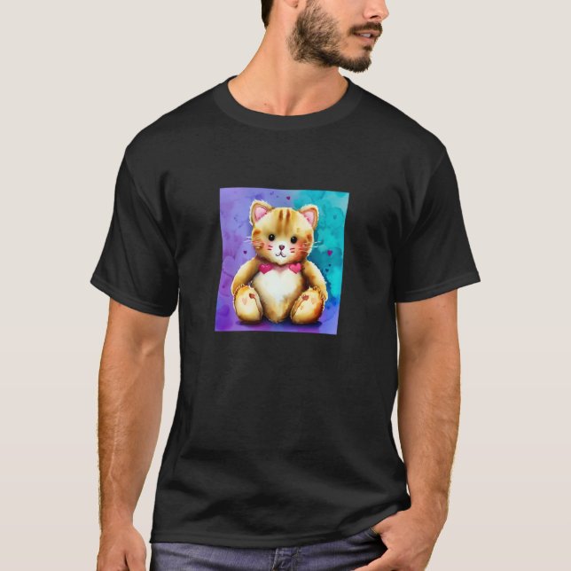T-shirt Valentine's Day Love Heart Cat Teddy Girlfriend Fi (Devant)