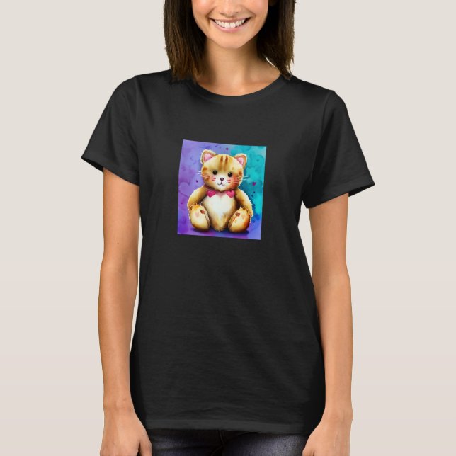 T-shirt Valentine's Day Love Heart Cat Teddy Girlfriend Fi (Devant)
