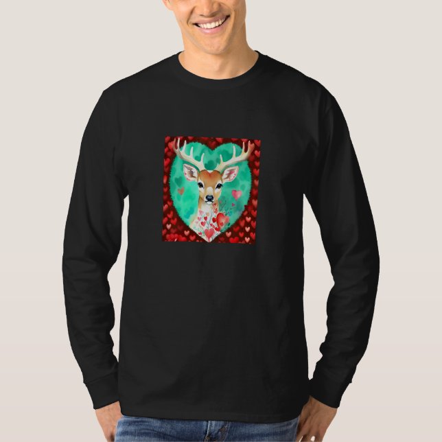 T-shirt Valentine's Day Love Heart Cute Deer Girlfriend Fi (Devant)