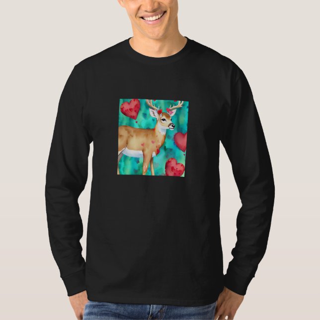 T-shirt Valentine's Day Love Heart Cute Deer Girlfriend Fi (Devant)
