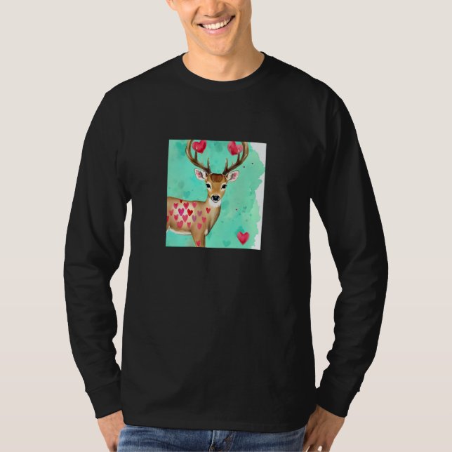 T-shirt Valentine's Day Love Heart Cute Deer Girlfriend Fi (Devant)