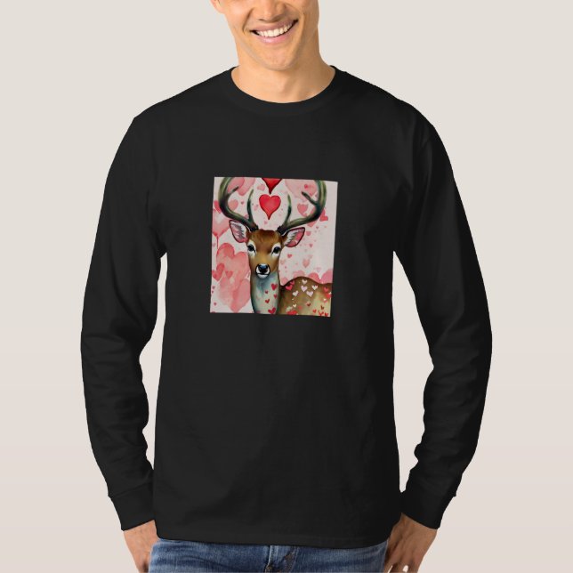 T-shirt Valentine's Day Love Heart Cute Deer Girlfriend Fi (Devant)