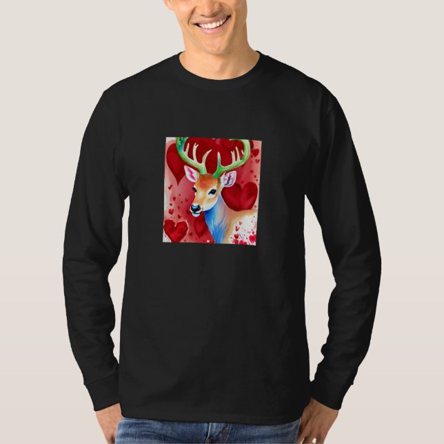 T-shirt Valentine's Day Love Heart Cute Deer Girlfriend Fi (Devant)