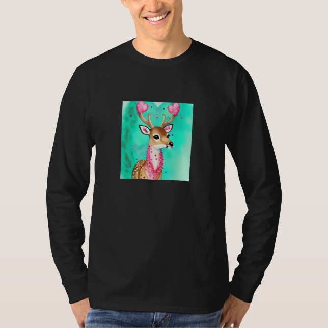 T-shirt Valentine's Day Love Heart Cute Deer Girlfriend Fi (Devant)