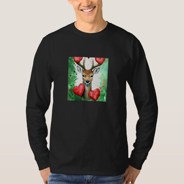 T-shirt Valentine's Day Love Heart Cute Deer Girlfriend Fi (Devant)