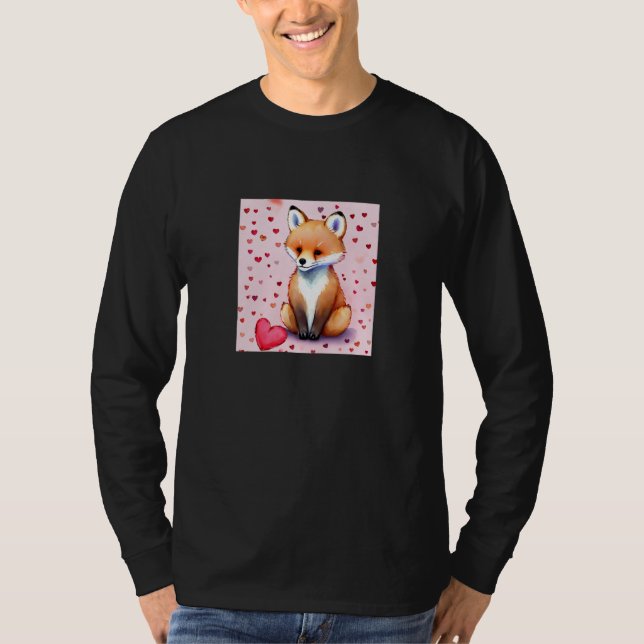 T-shirt Valentine's Day Love Heart Fox Teddy Girlfriend Fi (Devant)