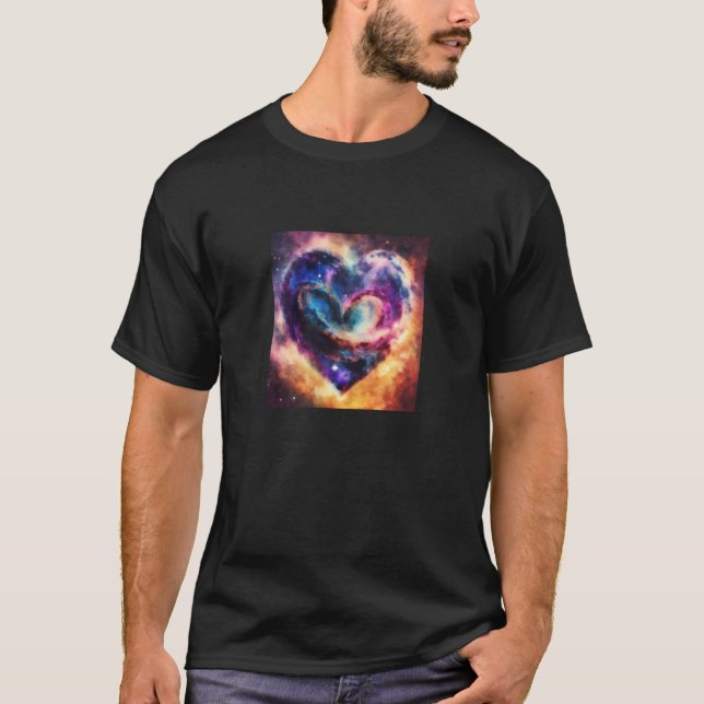 T-shirt Valentine's Day Love Heart Galaxy Girlfriend Fianc (Devant)
