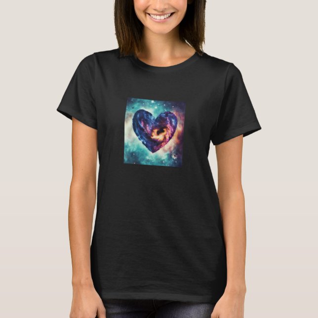 T-shirt Valentine's Day Love Heart Galaxy Girlfriend Fianc (Devant)