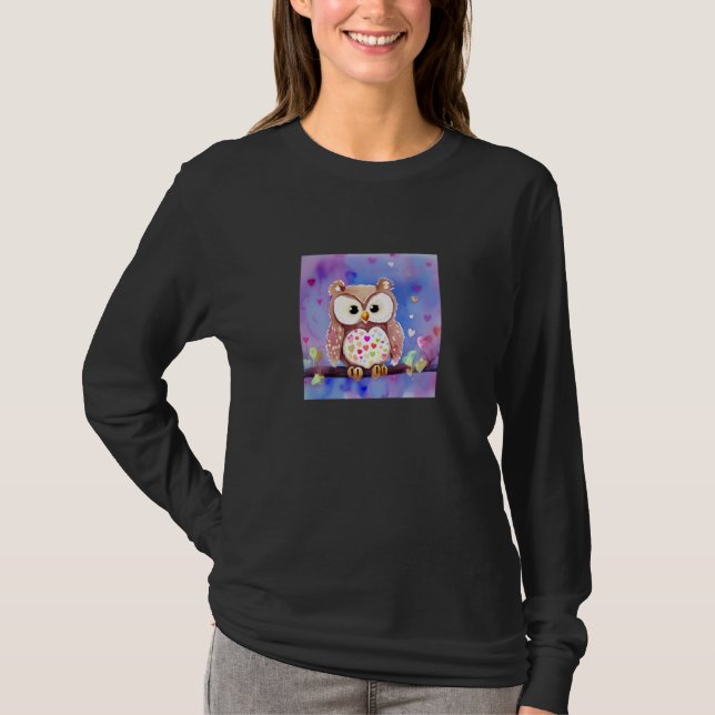T-shirt Valentine's Day Love Heart Owl Teddy Girlfriend Fi (Devant)