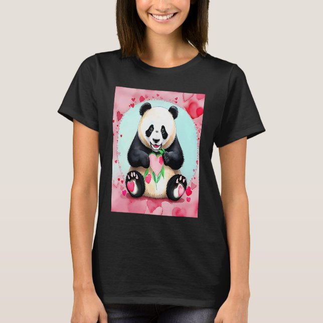 T-shirt Valentine's Day Love Heart Panda Girlfriend Fiancé (Devant)