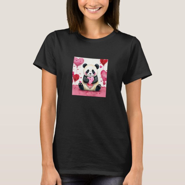 T-shirt Valentine's Day Love Heart Panda Girlfriend Fiancé (Devant)
