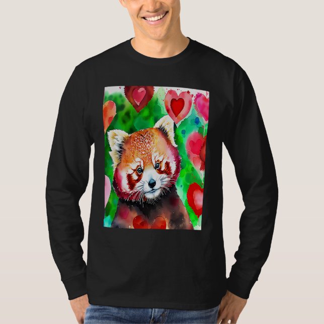 T-shirt Valentine's Day Love Heart Red Panda Girlfriend Fi (Devant)