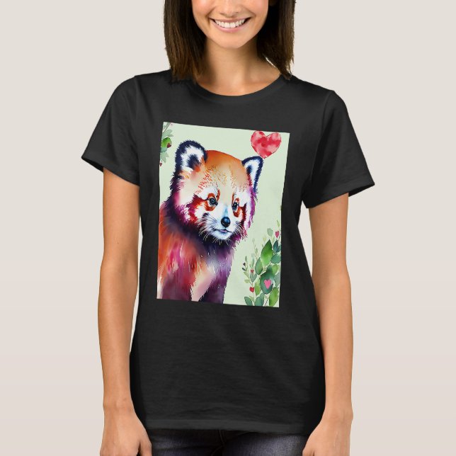 T-shirt Valentine's Day Love Heart Red Panda Girlfriend Fi (Devant)