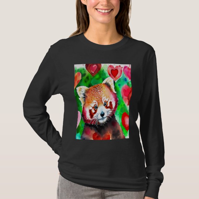 T-shirt Valentine's Day Love Heart Red Panda Girlfriend Fi (Devant)