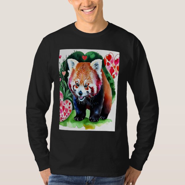 T-shirt Valentine's Day Love Heart Red Panda Girlfriend Fi (Devant)