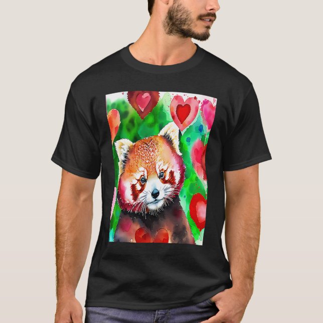 T-shirt Valentine's Day Love Heart Red Panda Girlfriend Fi (Devant)