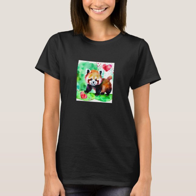 T-shirt Valentine's Day Love Heart Red Panda Girlfriend Fi (Devant)