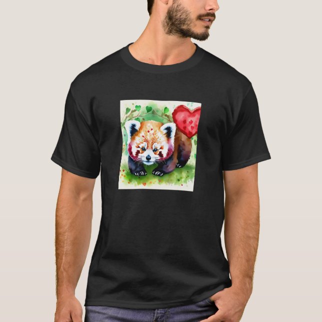 T-shirt Valentine's Day Love Heart Red Panda Girlfriend Fi (Devant)
