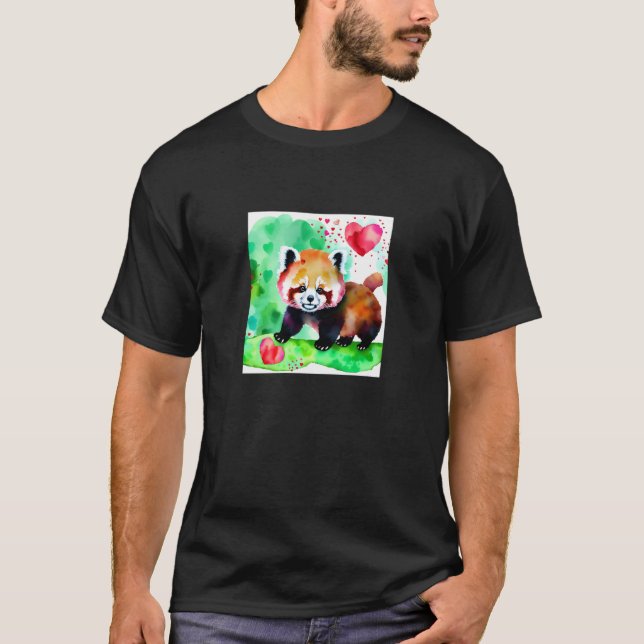 T-shirt Valentine's Day Love Heart Red Panda Girlfriend Fi (Devant)