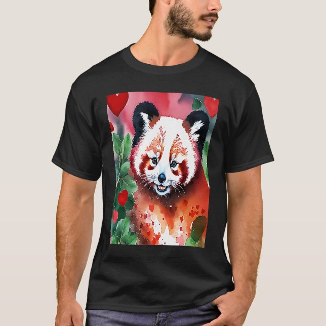 T-shirt Valentine's Day Love Heart Red Panda Girlfriend Fi (Devant)