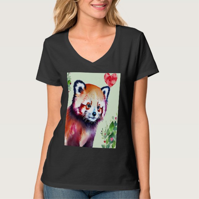 T-shirt Valentine's Day Love Heart Red Panda Girlfriend Fi (Devant)
