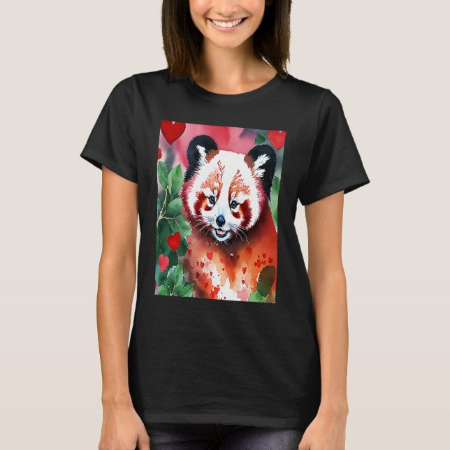 T-shirt Valentine's Day Love Heart Red Panda Girlfriend Fi (Devant)