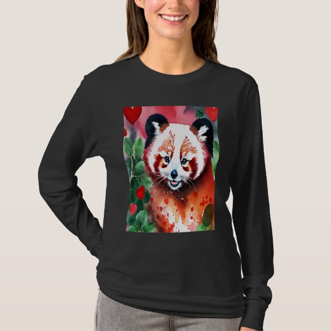 T-shirt Valentine's Day Love Heart Red Panda Girlfriend Fi (Devant)