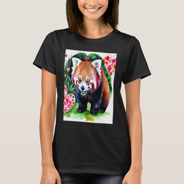 T-shirt Valentine's Day Love Heart Red Panda Girlfriend Fi (Devant)