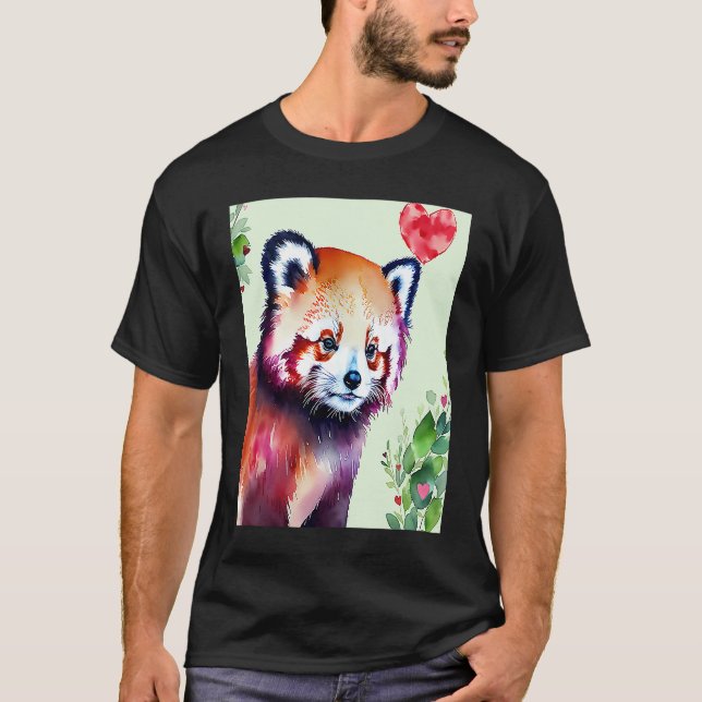 T-shirt Valentine's Day Love Heart Red Panda Girlfriend Fi (Devant)