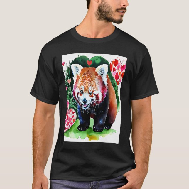 T-shirt Valentine's Day Love Heart Red Panda Girlfriend Fi (Devant)