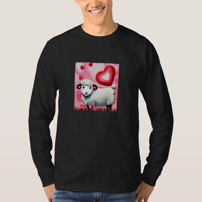 T-shirt Valentine's Day Love Heart Sheep Girlfriend Fiancé (Devant)