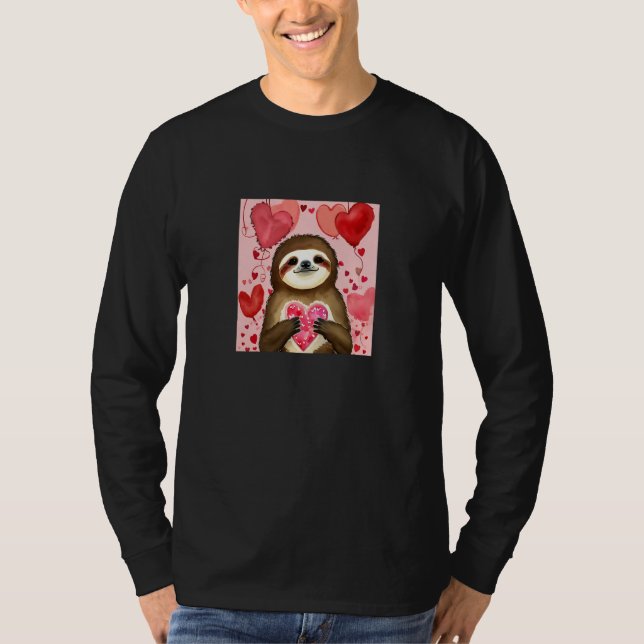 T-shirt Valentine's Day Love Heart Sloth Girlfriend Fiancé (Devant)