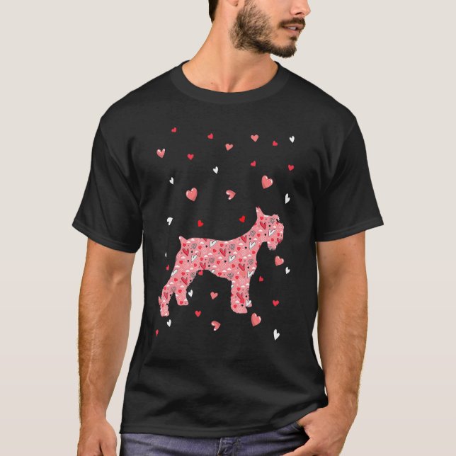 T-shirt Valentines Day Love Hearts Schnauzer Dog Puppy Lov (Devant)