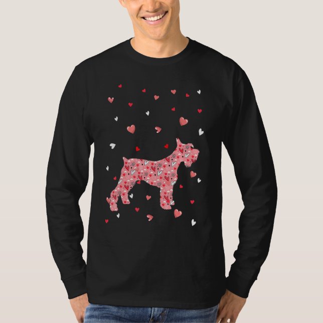 T-shirt Valentines Day Love Hearts Schnauzer Dog Puppy Lov (Devant)