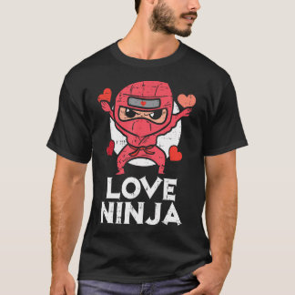 T-shirt Valentines Day Love Ninja Cute Boys Girls Tod