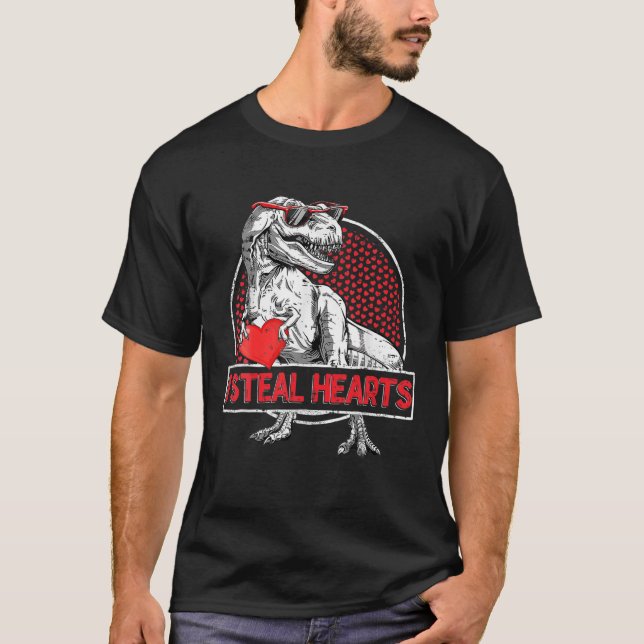 T-shirt Valentines Day Lover I Steal Hearts T Rex Dinosaur (Devant)