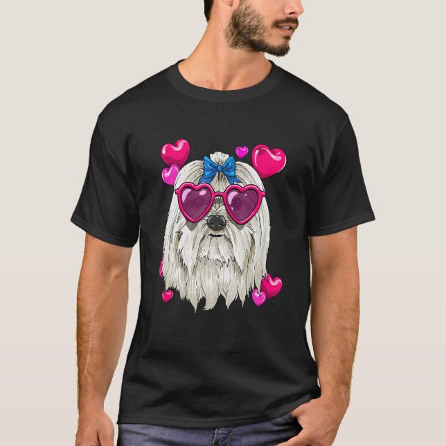 T-shirt Valentines Day Maltese Heart Couples Maltese Dog (Devant)