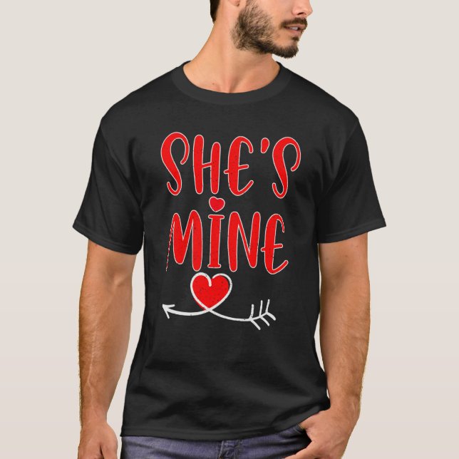 T-shirt Valentines Day Matching Couples He's Mine She's Mi (Devant)