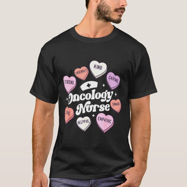 T-shirt Valentines Day Oncology Nurse Cancer Suprt Groovy  (Devant)