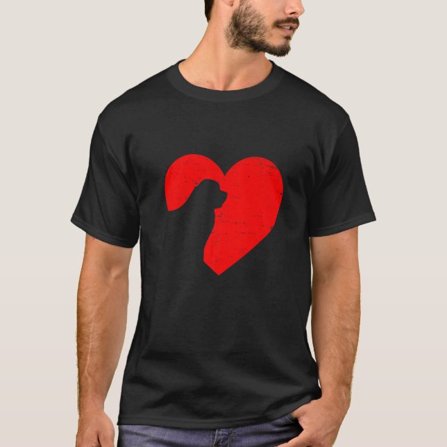 T-shirt Valentines Day Retro Hearts Newfoundland Dog Puppy (Devant)