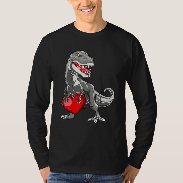 T-shirt Valentines Day Rex Dinosaur I Steal Hearts (Devant)