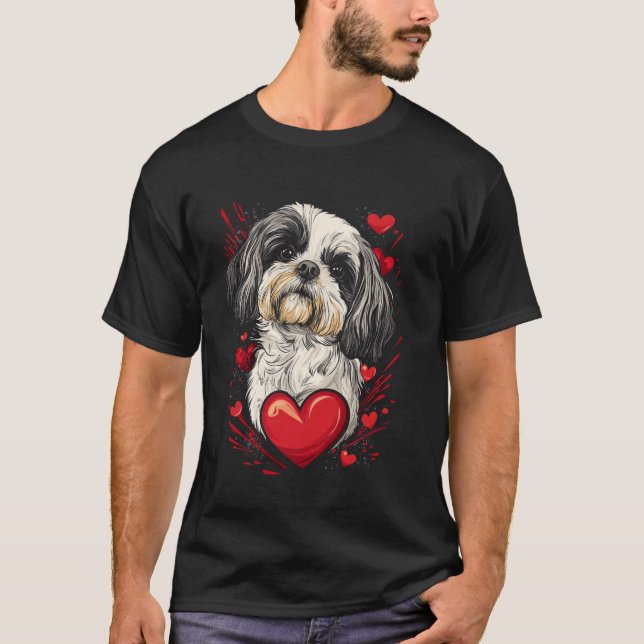 T-shirt Valentine's Day Shih Tzu Dog Vector (Devant)
