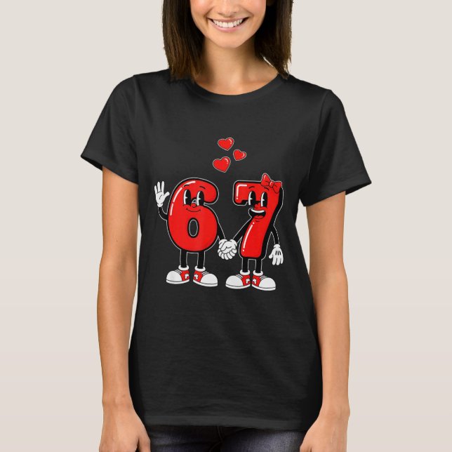 T-shirt Valentine's Day Six Seven Hearts 6 7 Meme Gen Alph (Devant)