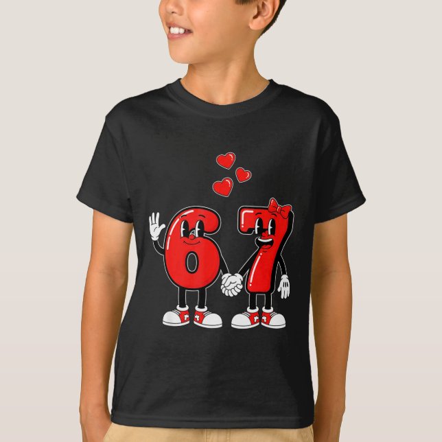 T-shirt Valentine's Day Six Seven Hearts 6 7 Meme Gen Alph (Devant)