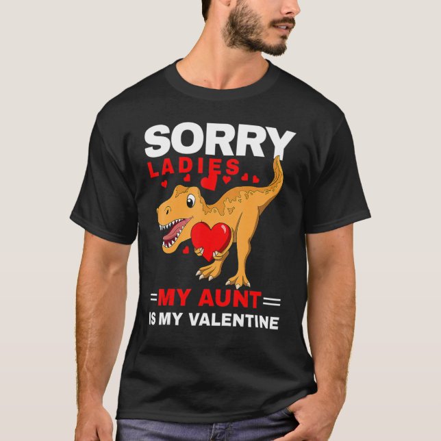 T-shirt Valentines Day Son Dino My Aunt Is My Valentine To (Devant)
