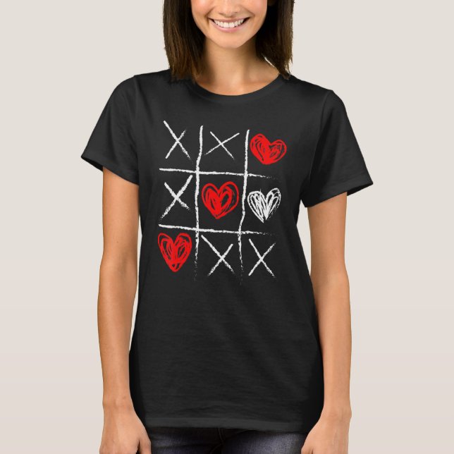 T-shirt Valentine's Day Tic Tac Toe Valentine Cute Heart (Devant)