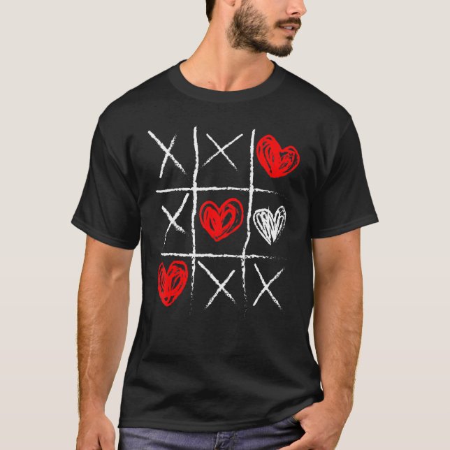 T-shirt Valentine's Day Tic Tac Toe Valentine Cute Heart (Devant)